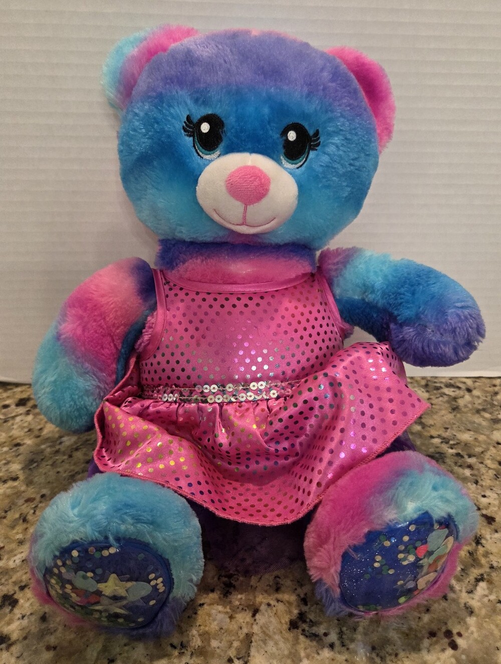 Build A Bear Ocean Treasures Tie Dye 16" Plush Beach Shells Purple Pink Dress